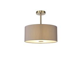 DK0182  Baymont 40cm Semi Flush 1 Light Antique Brass, Grey, Frosted Diffuser
